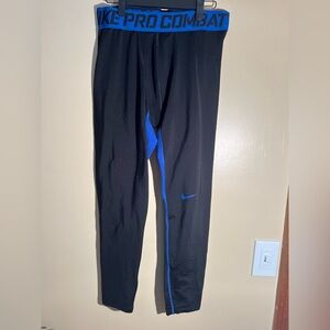 Men’s Nike Pro Combat Black Blue Compression Pants Size XXL